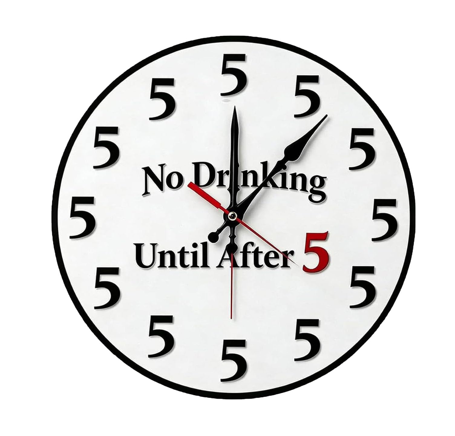 Mounteps Novelty Silent Analog Non,No Drinking Until After 5 Round Wall Clock,for Office Home Kitchen Living Room Bedroom Bedroom