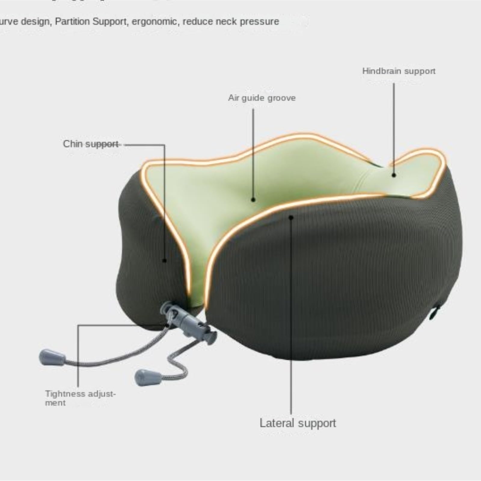 Compact Coussin De Voyage Oreiller De Voyage Portable en Forme U À Rebond Lent for La Sieste Adultes Bureau(Grey)