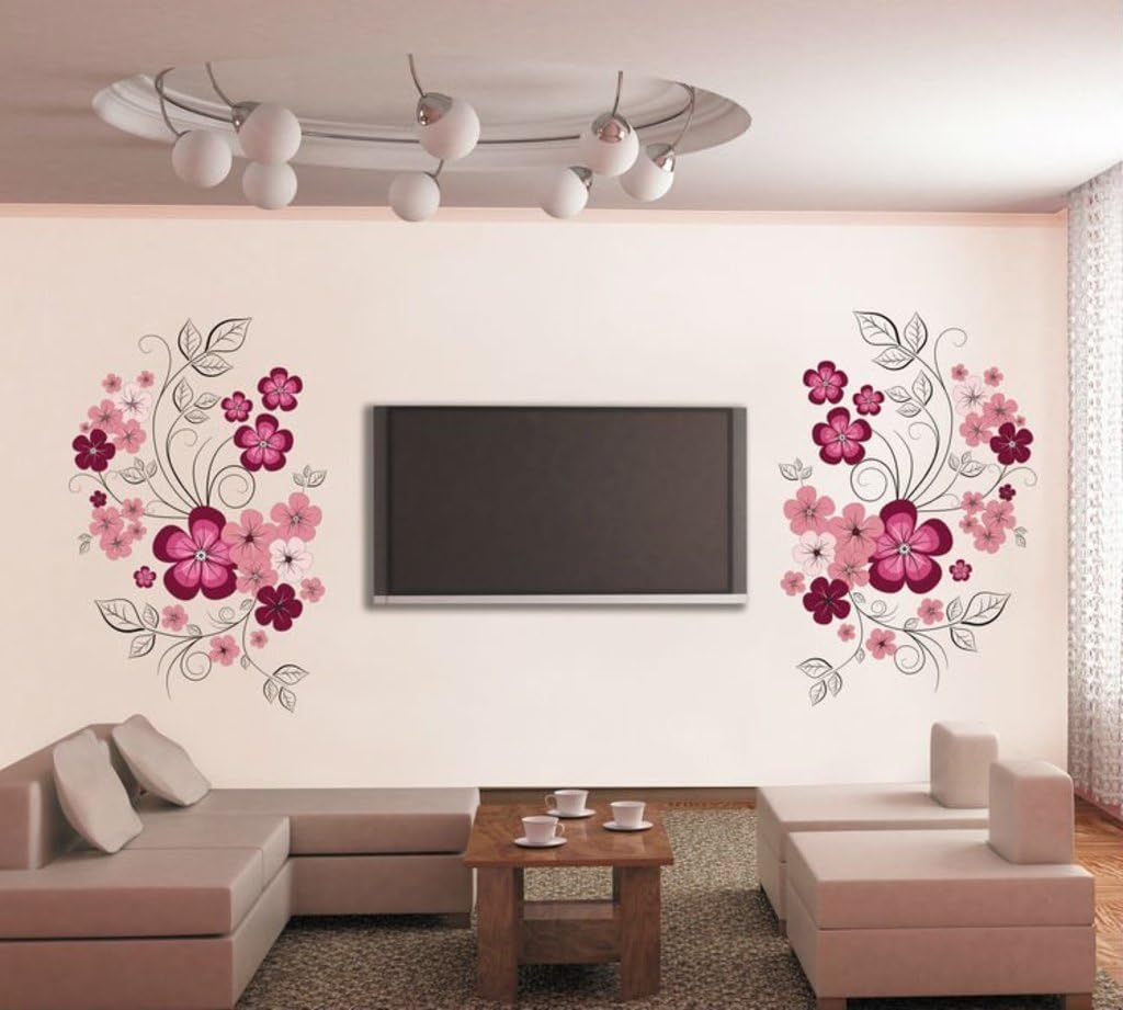 Decals Design Flowers with Vine Wall Sticker PVC Vinyl (30 x 90cm, Multicolor)