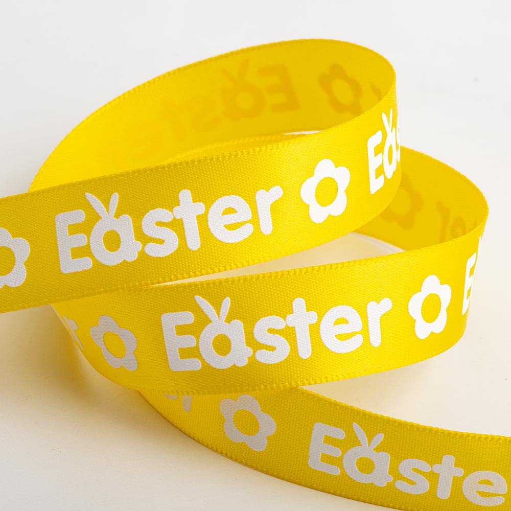 Yellow Easter Printed Ribbon (16mm x 5M)