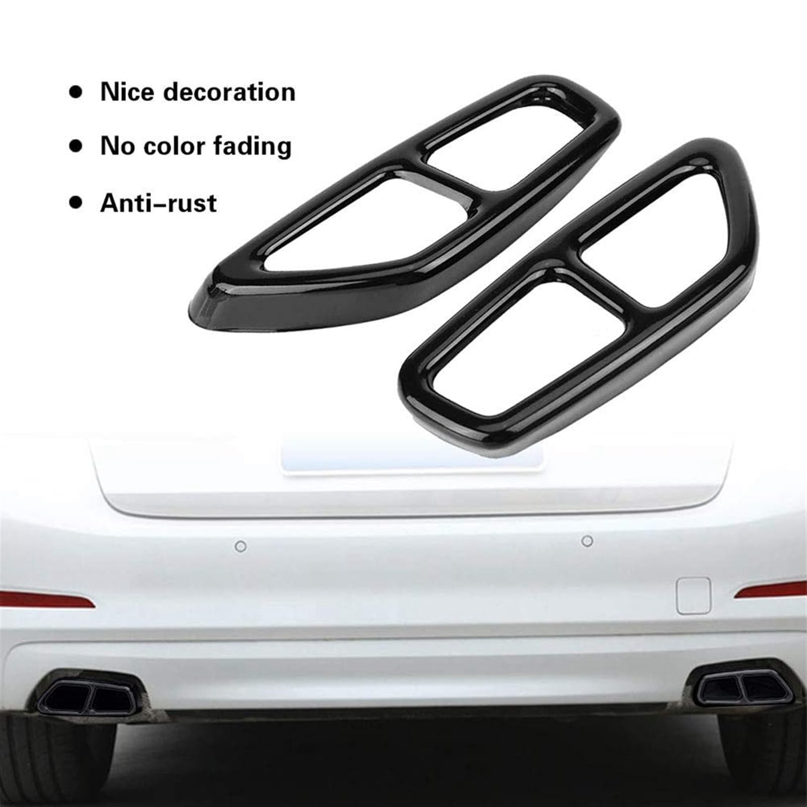 Scarico Auto Terminale di Scarico per B&MW Serie 5 G30 528Li 530Li 2017 2018 Auto in Acciaio Inox Nero Terminale di Scarico Copertura Trim