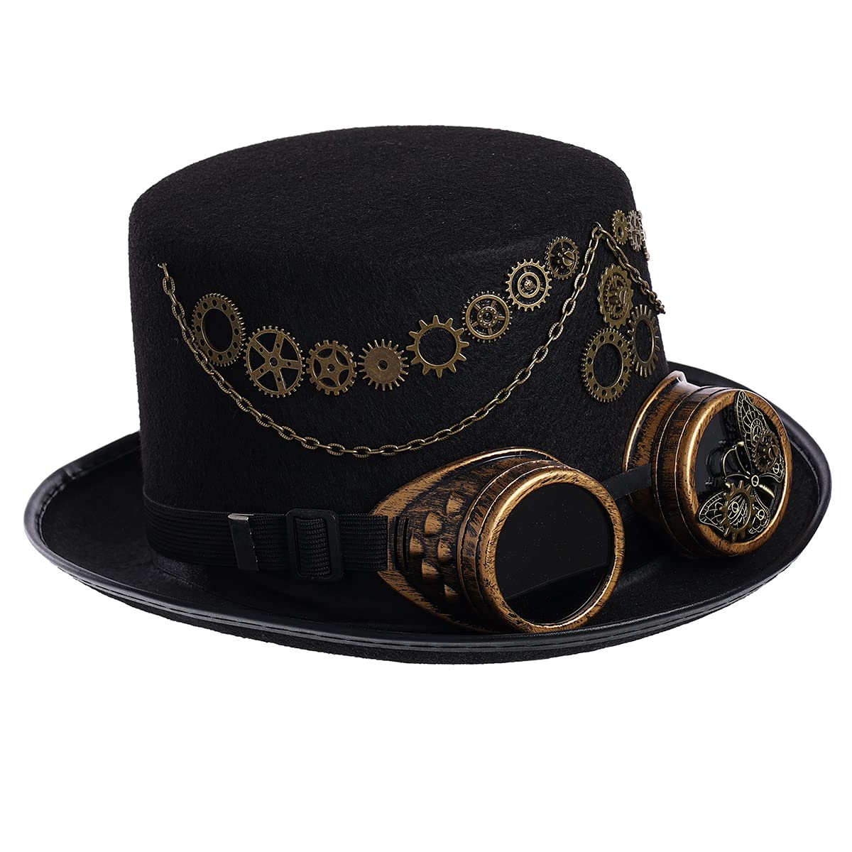 BLESSUME Unisex Steampunk Top Hats Goggles Gears Costume Accessory(Various Claasic Styles) (K, Medium) — image 1