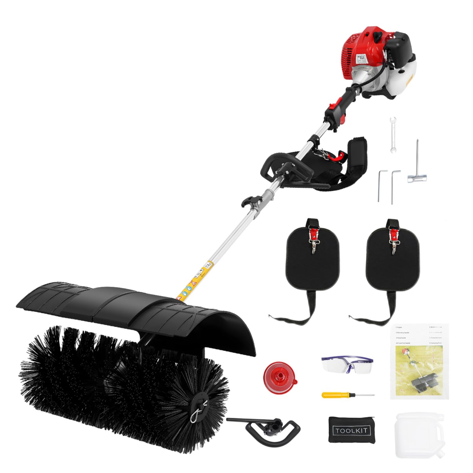 Zhdpyhdd Black 52Cc 2-Stroke Handheld Petrol Sweeper 2.3Hp 1.7Kw Power Broom 60Cm Nylon Brush For Lawn Driveway Artificial Grass Leaf Snow Cleaning