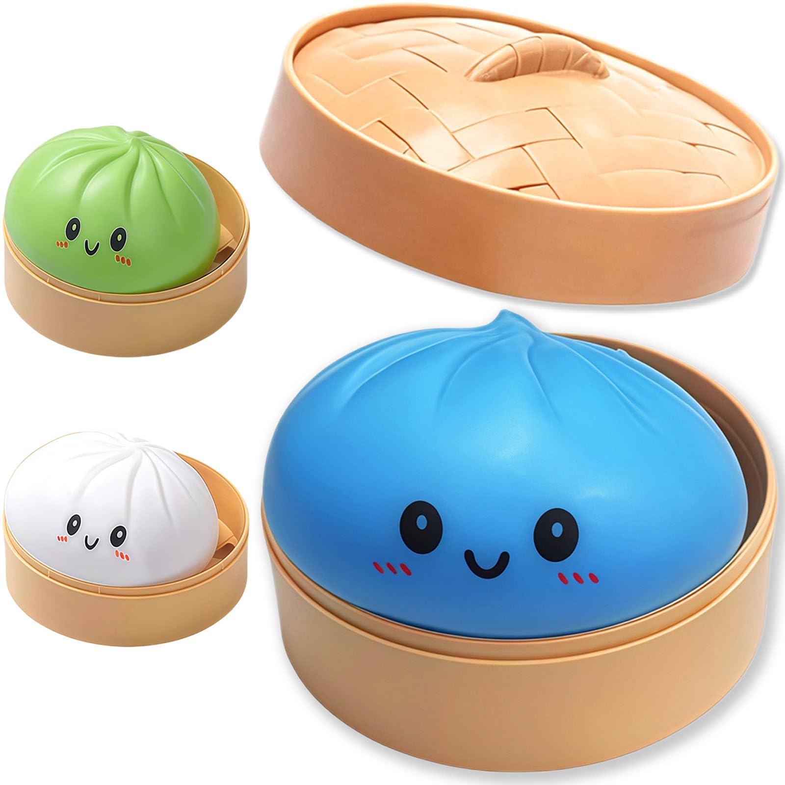 Dumplings - Blue Face Design Dumpling Slow Rising Squeeze Ball, Soft Flexible Calming Desktop Decor for Home Office