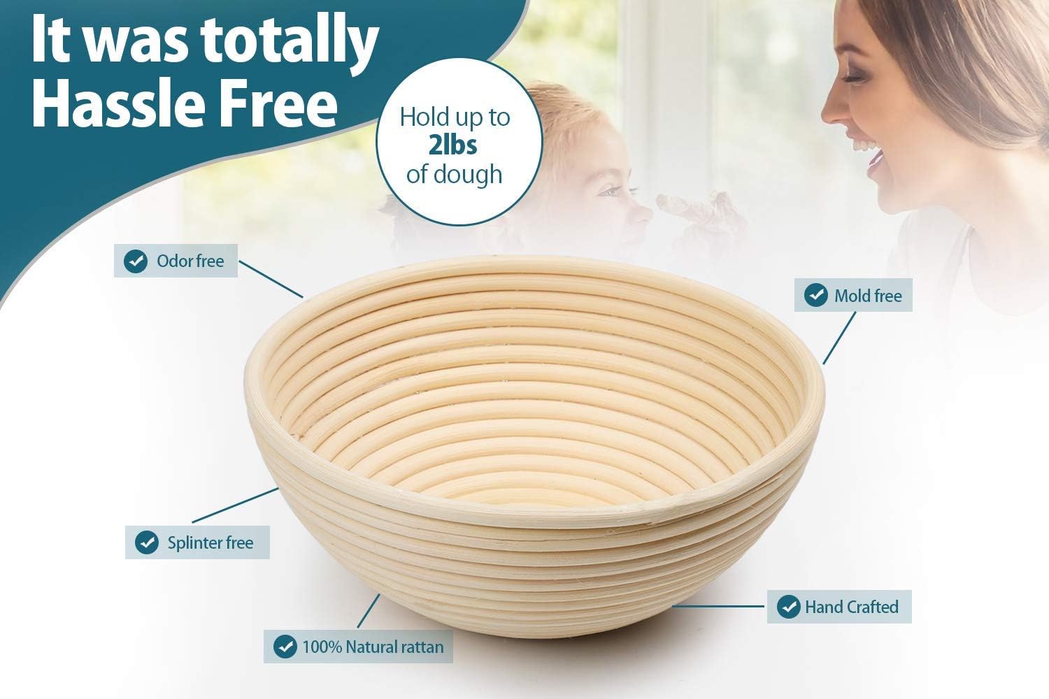 Bread Proofing Baskets Set, by Xipeel, Sourdough Bread, Banneton Baskets For Bakeware (Double Round A)