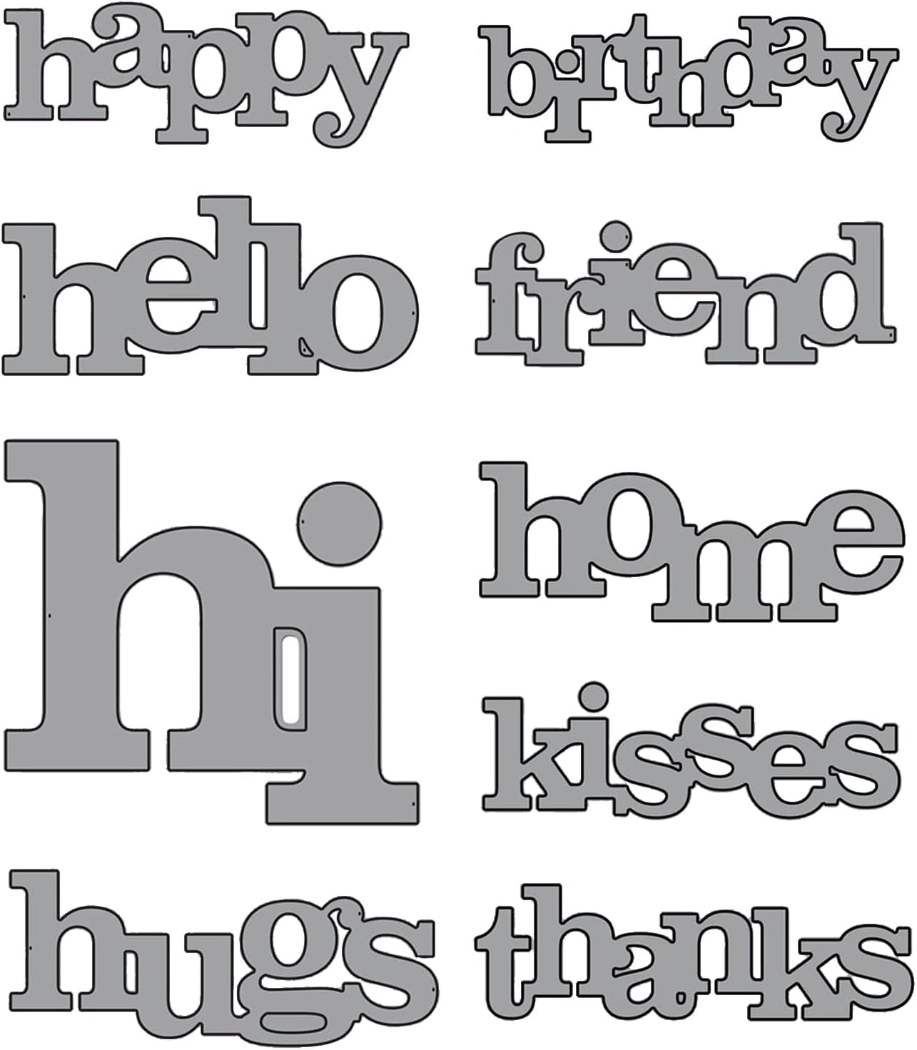 Briartw 9 Pieces Big Words Cutting Dies,Happy,Birthday,Hello,Friend,Home Metal Stencil for Cards Making,DIY Scrapbook,Handmade Invitation Card Postcard,Release Stress,Embossing Decoration Crafts Tool