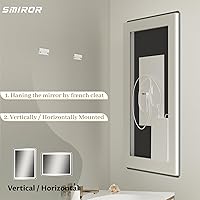 Vista 7 de SMIROR Espejo de baño LED con luces de 22" x 30", espejo de tocador rectangular redondeado iluminado para pared, iluminado frontal y retroiluminado