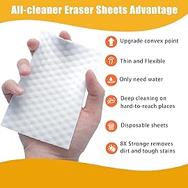 60 PCS Magic Cleaning Sponge Eraser Sheets, Reusable Upgrade Convex Point Scrub Pad Singles Eraser Cleaning Sponge Portable Thin Nano Wipes for Kitchenware Furniture Faucets Hard-to-Reach Places
