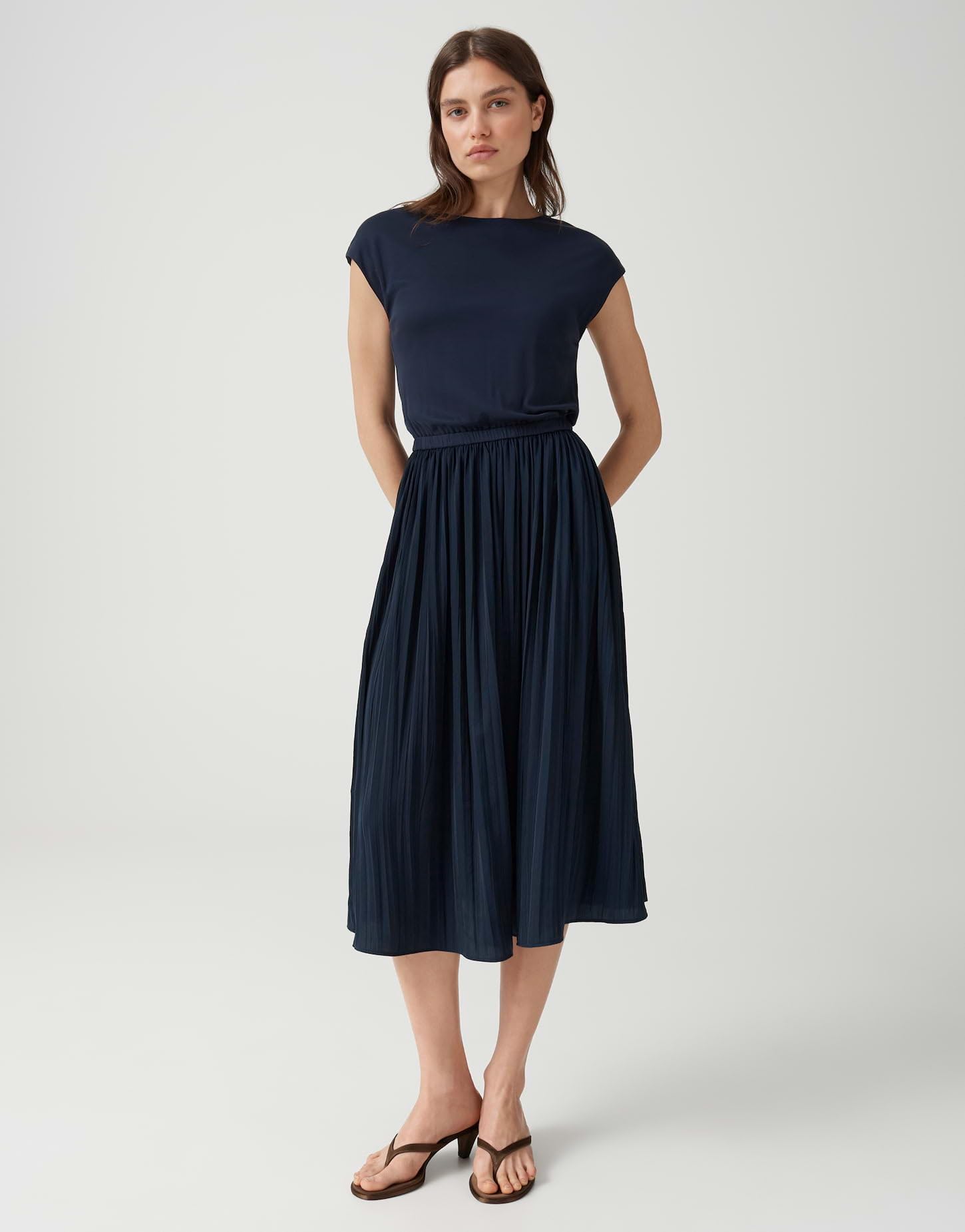 OPUS Damen Midikleid | Plissiertes Midikleid mit Jerseytop