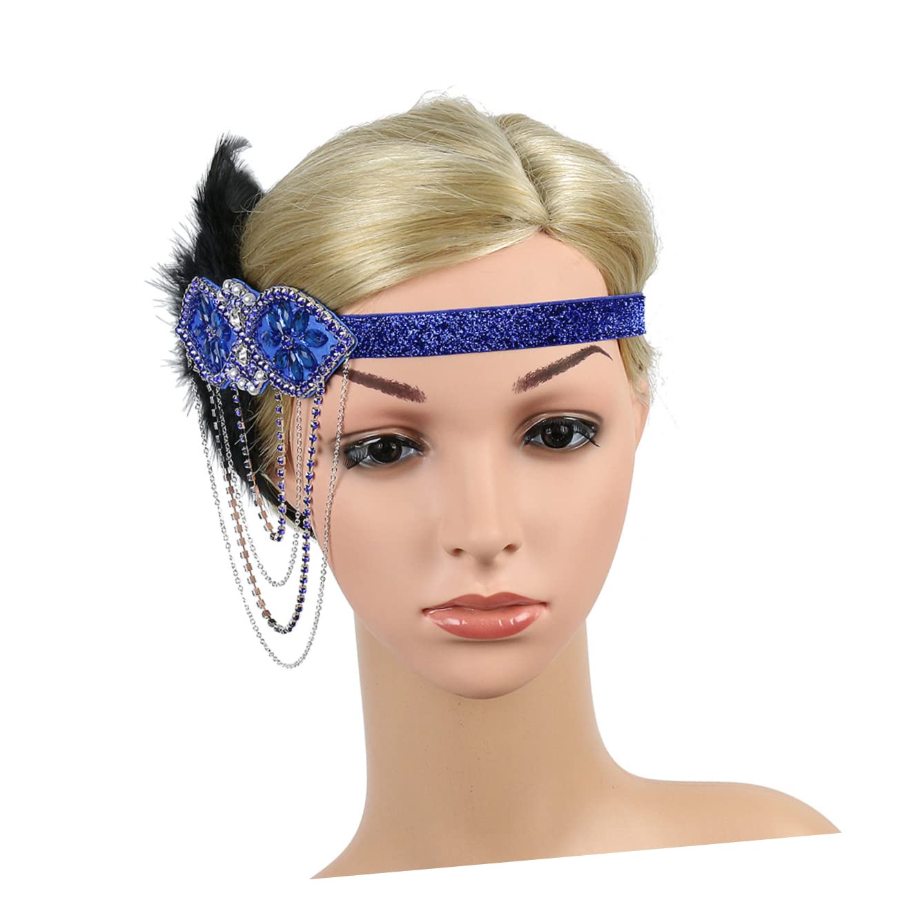 minkissy 2piezas Diadema De Cadena Borlas Para Mujer Accesorio Elegante De Fiesta y Fotografía Color Azul