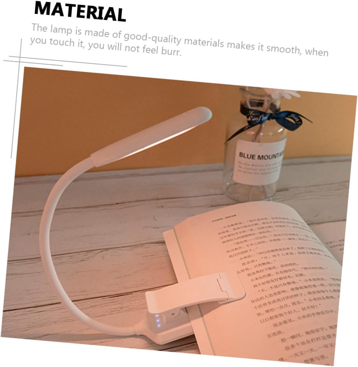 SHINEOFI USB Rechargeable LED Reading Book Light with Clip, White 88x40x220mm, Eye Protection Desk Lamp for Bedroom and Study, Night Light for Home and Dorm Use