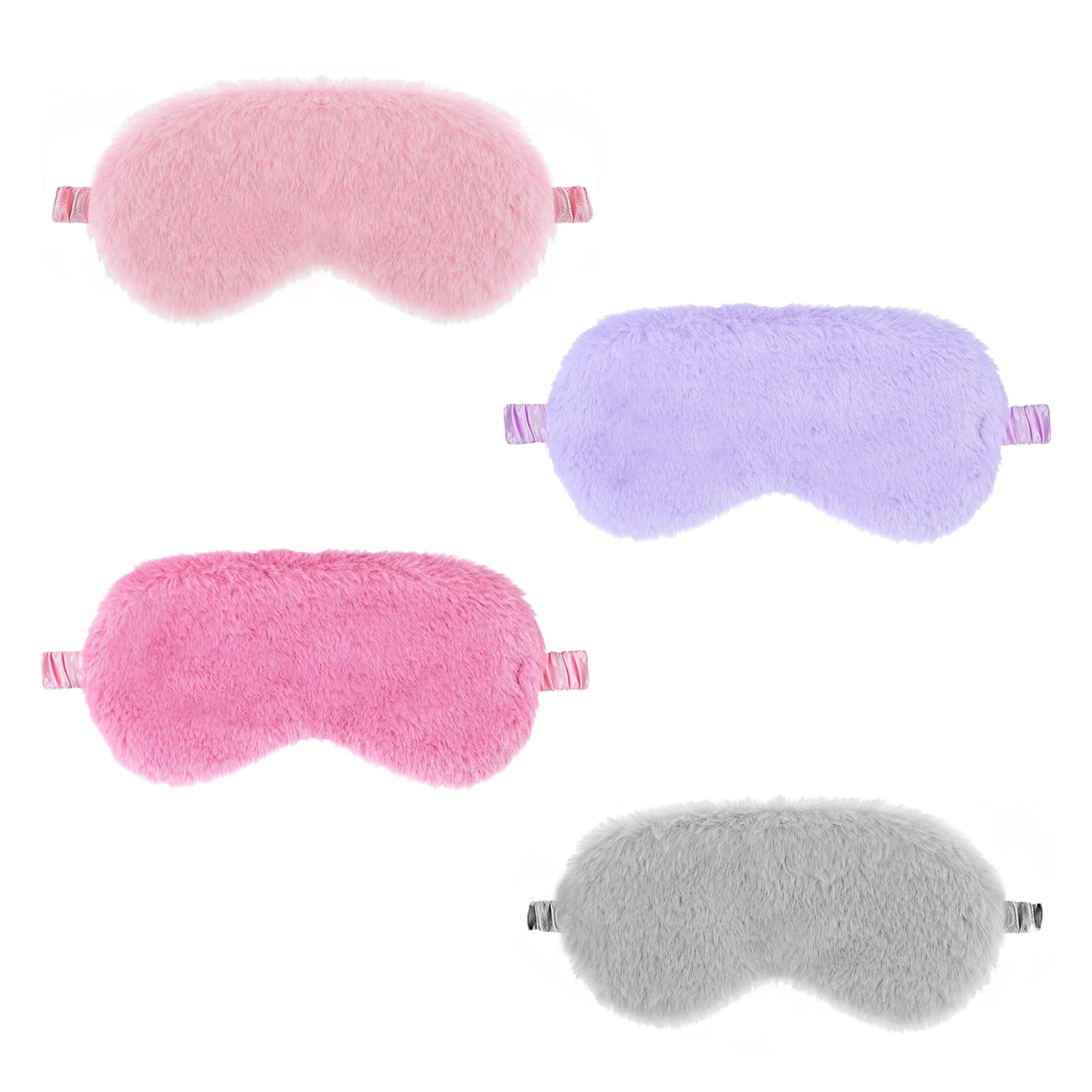 4 Pcs Plush Sleep Masks,Blindfold,Sleep Mask Blackout with Elastic Band Fits for Women Gir...