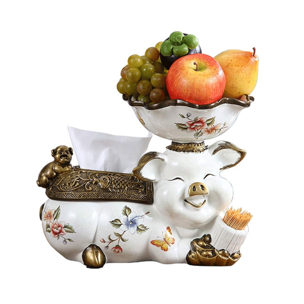 Boîte à mouchoirs en résine cochon mignon sculpture de table luxe