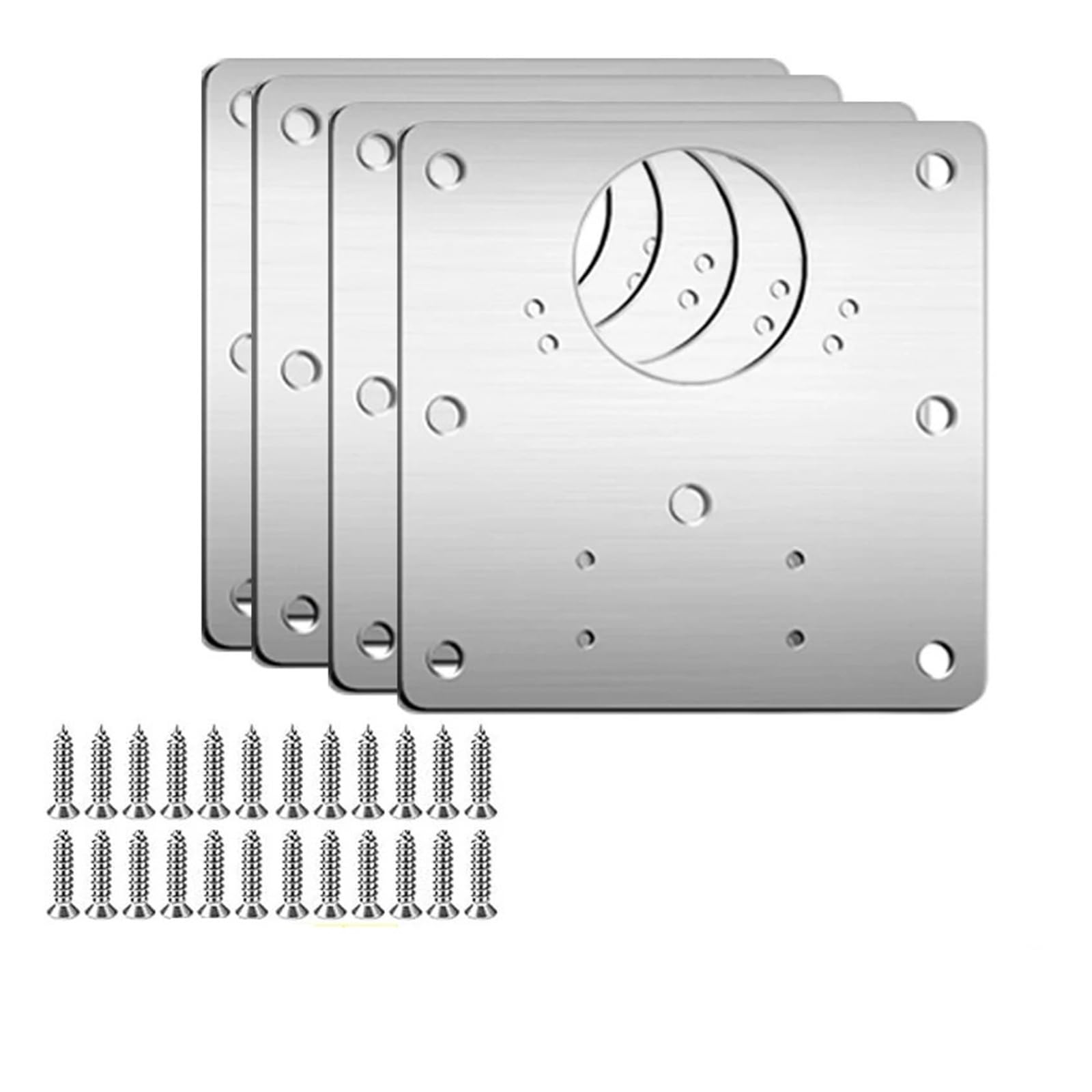 Meytxoa 4Sets Hinge Repair Plate 20/2Sets Cabinet Hinge Repair Plate Kits Stainless Steel Kitchen Cupboard Door Mounting With Holes Fixing Brackets(4Sets)