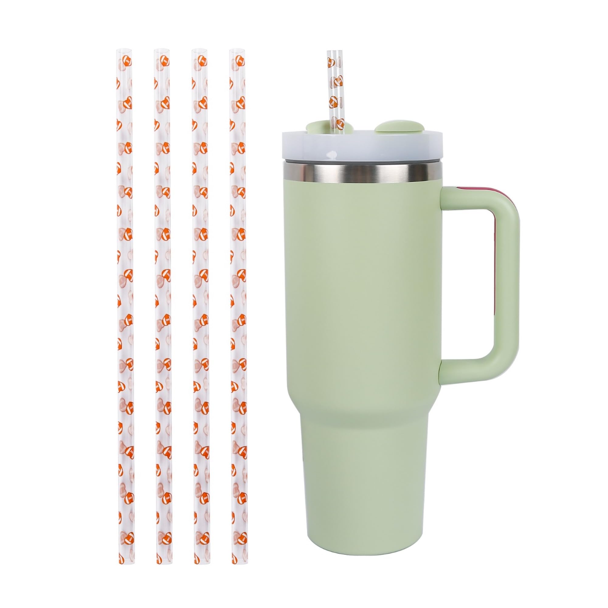 brittyland 4PACK Football Straws - WIDE 40oz Straws | 40oz Replacement Straws, Reusable Straws, 30oz Tumbler Straws, 40oz Leopard Straws, 40oz Sports