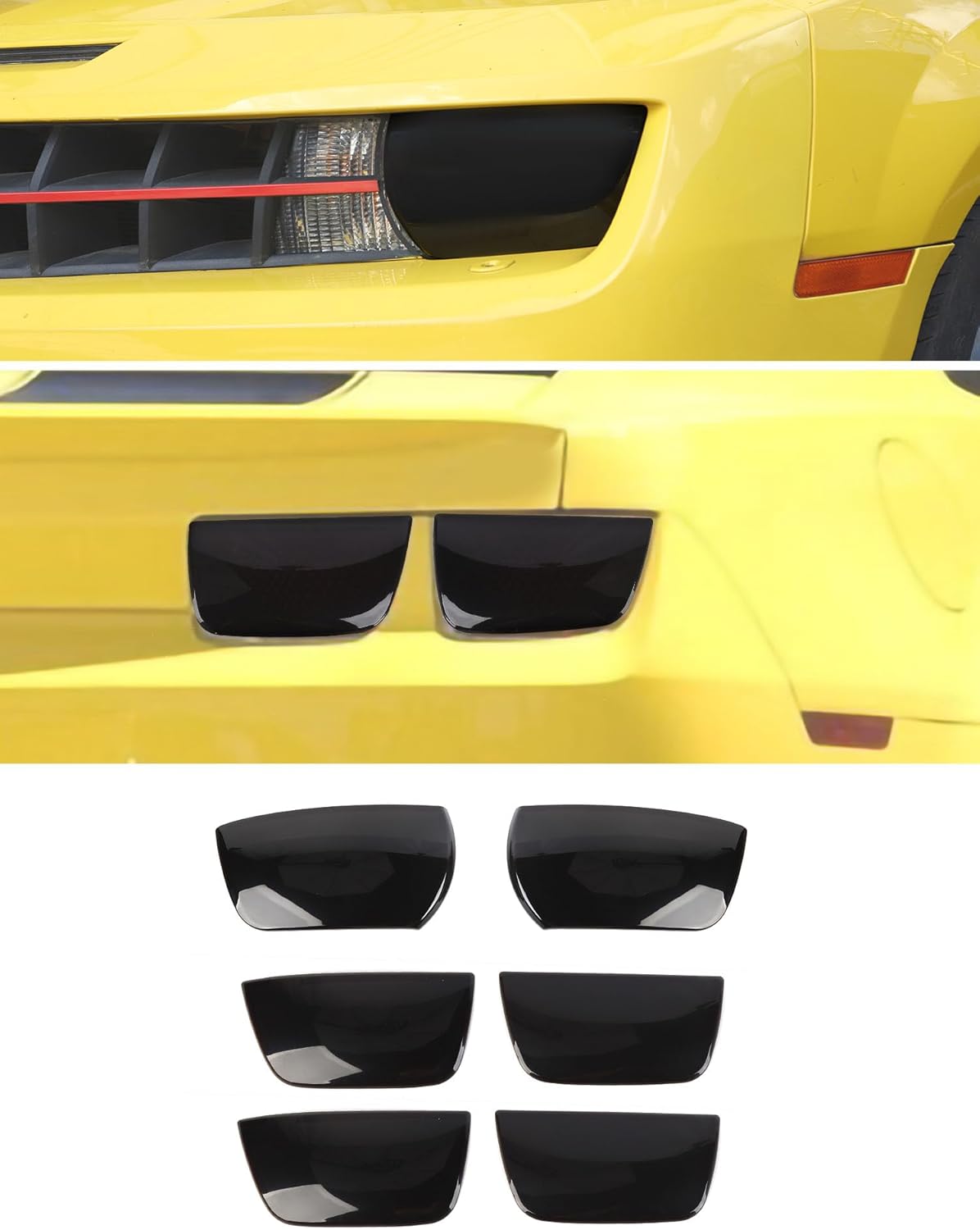Smoked Black Tail Light Lamp Cover Guard Trim Decoration Compatible with Chevrolet Chevy Camaro 2010-2013 Exterior Accessories