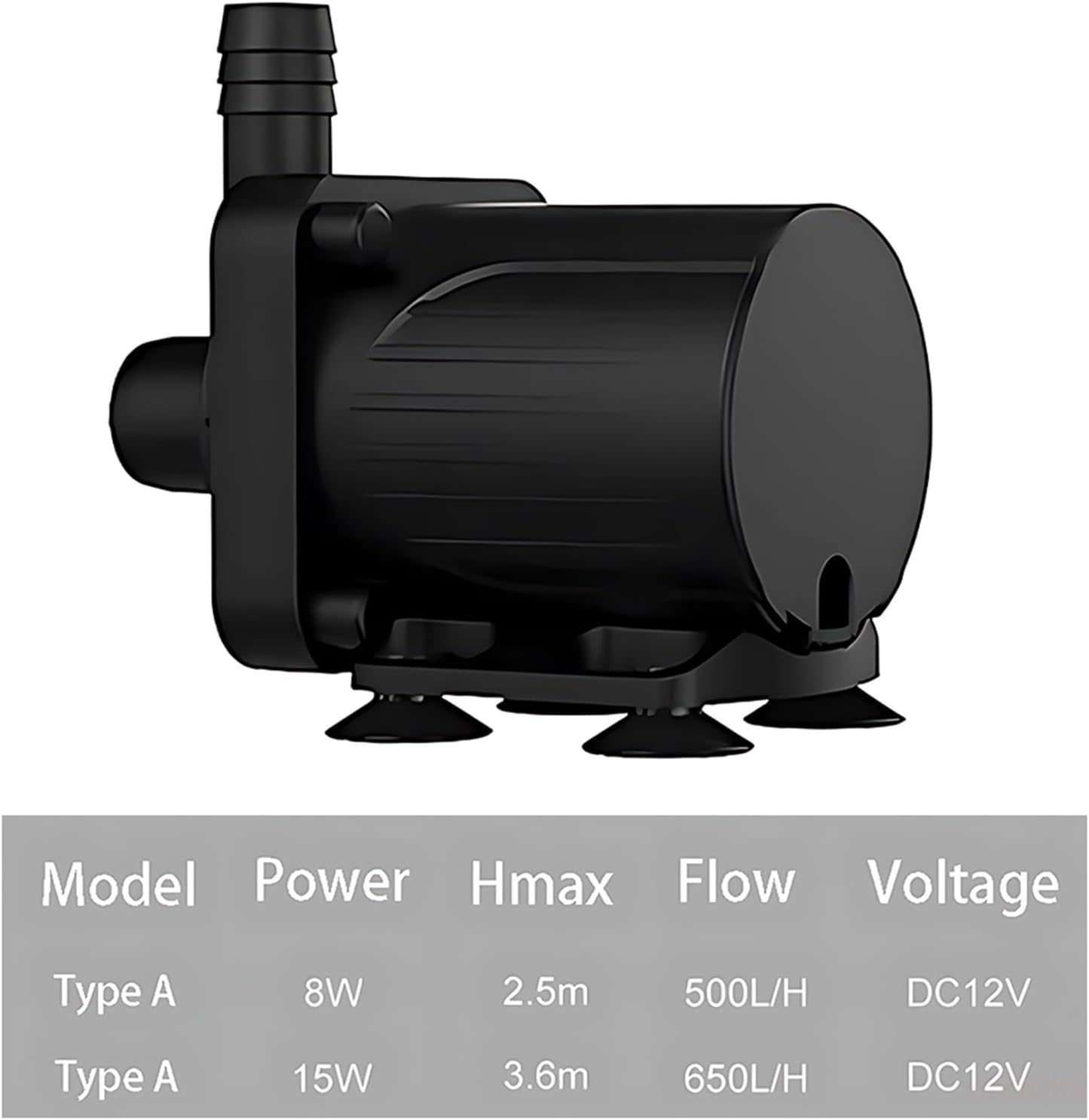Small Silent Water-cooled Temperature Circulating Pump DC12V Brushless Motor Submersible Pump Booster Pump Head 500/650 L/H(EU_3612A-8WEU ADAPTER)