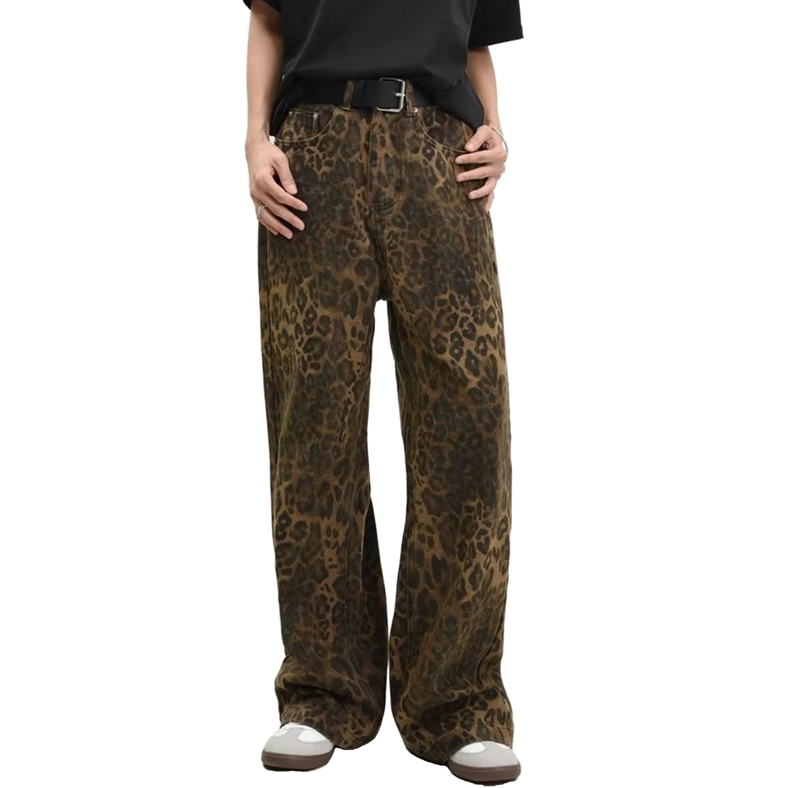 Leopard Print Jeans Cheetah Print Pants Straight Leg Baggy Jeans 