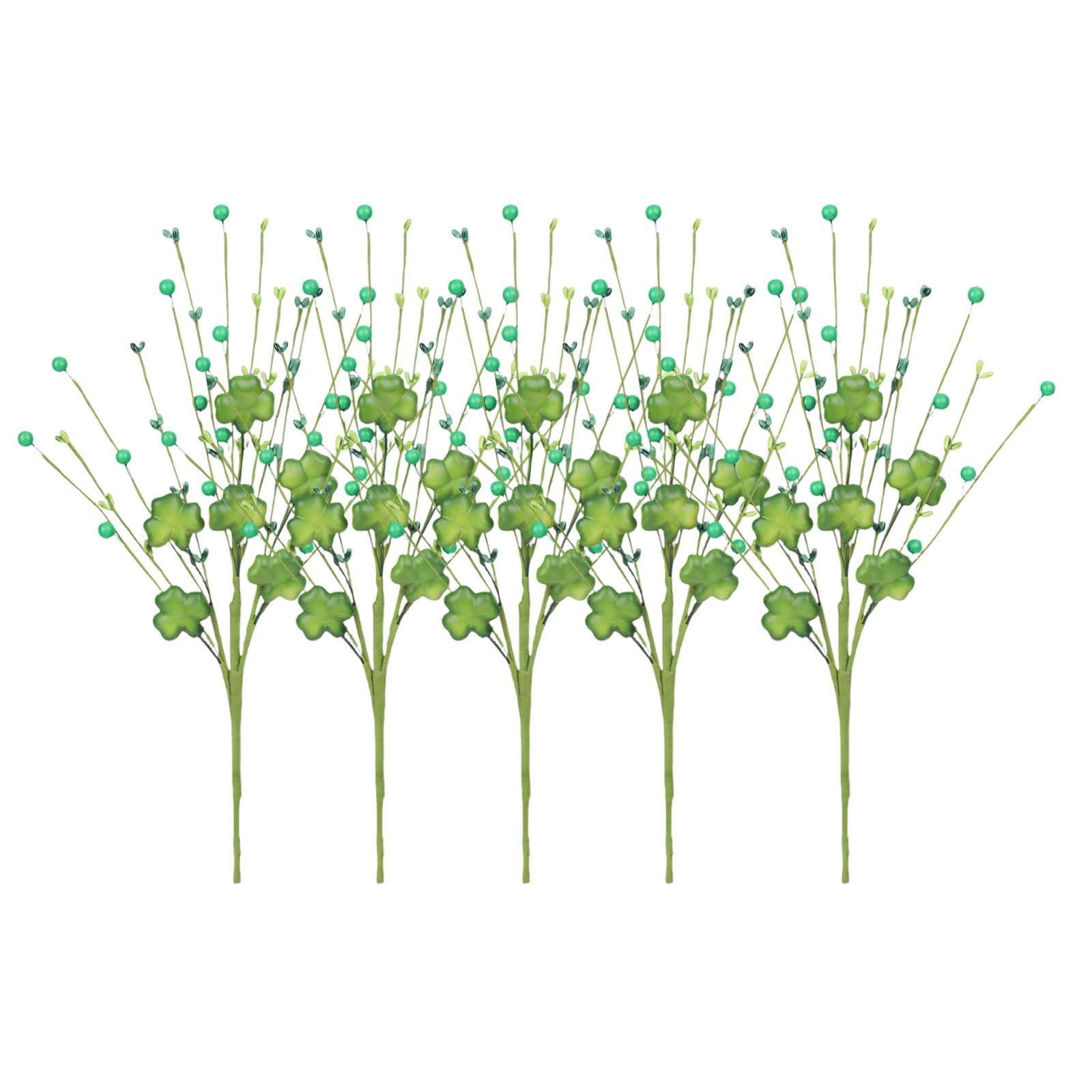 Msioytog 5Pcs Realistic Green Silk Flower Arrangements with Berries Decorative Patricks Festival Table Centerpieces Shop Window Displays