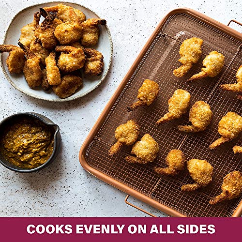 image for Gotham Steel Crisper Tray for Oven, 2 Piece Nonstick Copper Crisper Tr