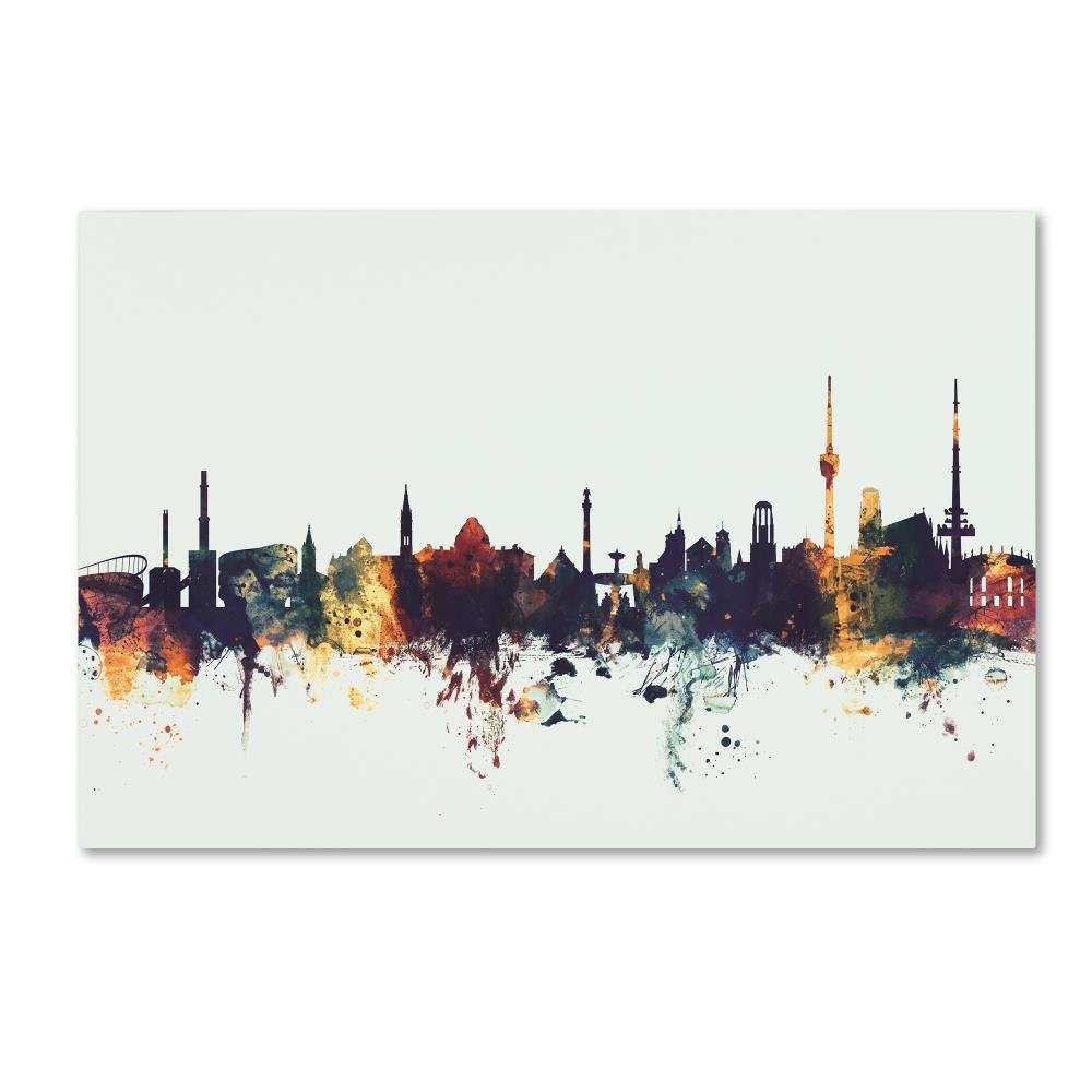 Stuttgart Germany Skyline V by Michael Tompsett, 16x24-Inch Canvas Wall Art