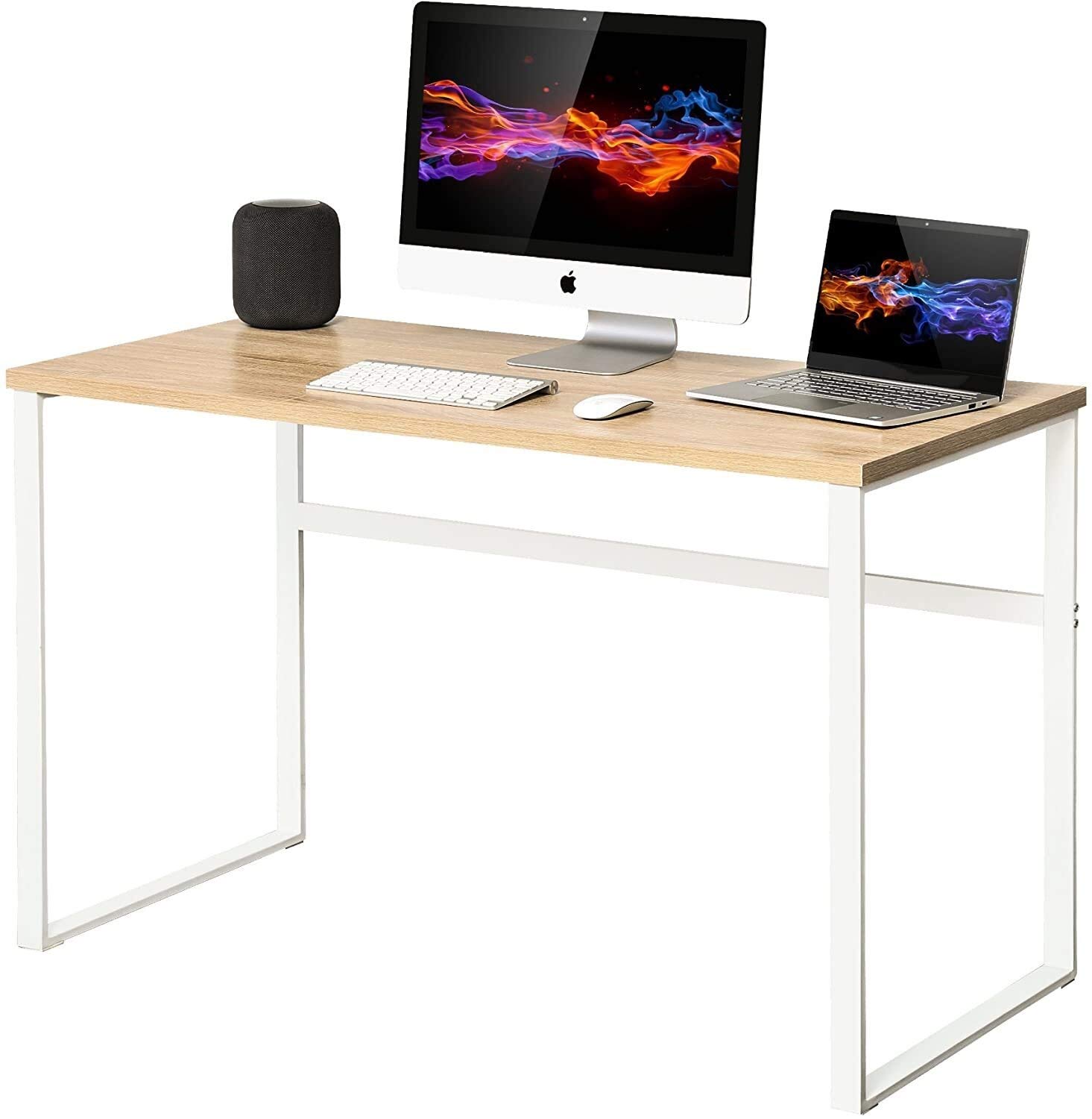Storage stand TV stand bedroom computer desk Creative Home Furnishing, Hao Shuo New Computer Desk Notebook Stand Computer Desk Office Desk Wood Study Writing Soho Desk Table for Home Office,White comp