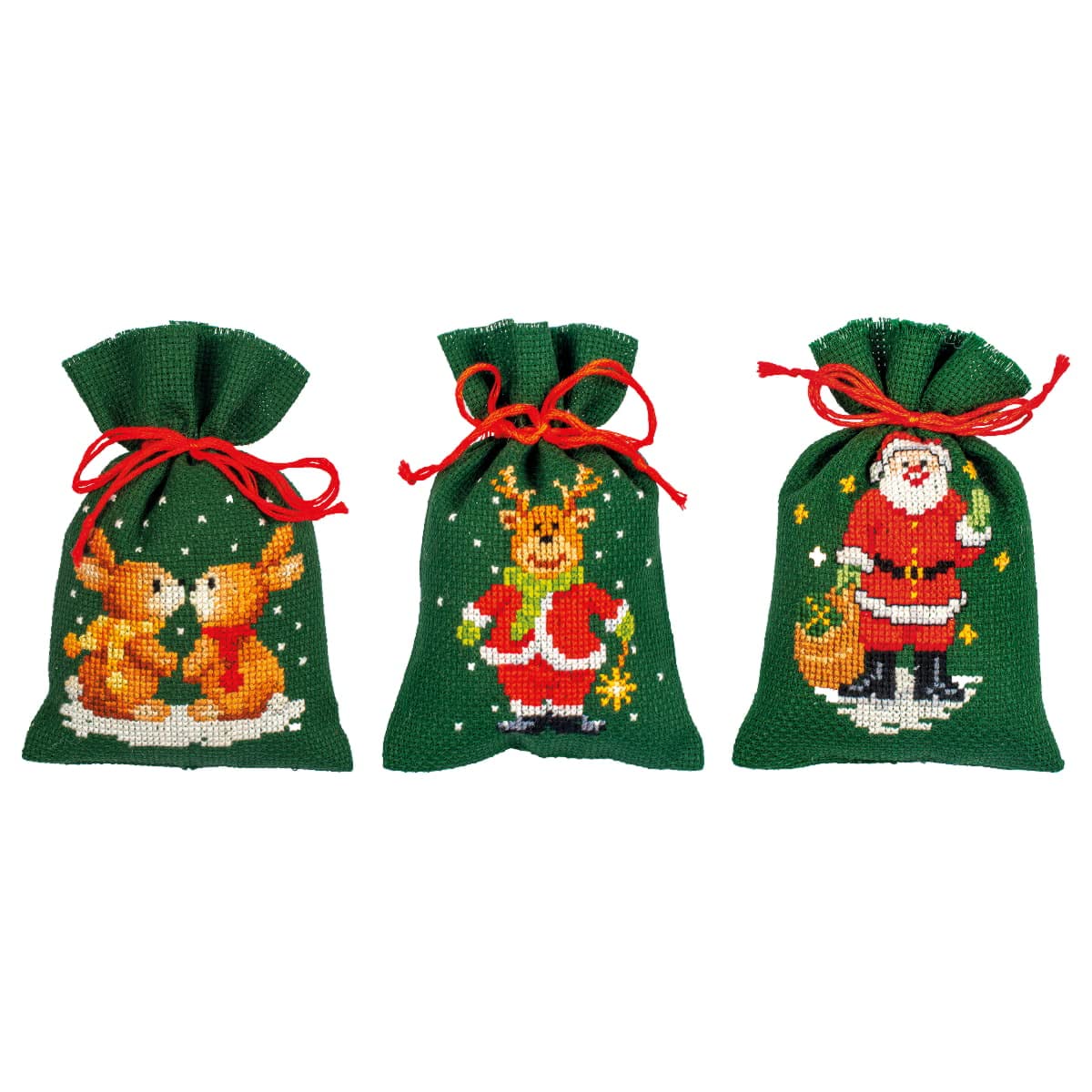 Groves & Thames - Counted Cross Stitch Kit - Christmas Gift Bags - Set of 3