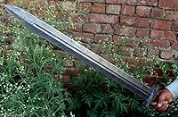 Vista 4 de 32 Unique Blades - Espada vikinga lista para la batalla de espiga completa de 32 pulgadas con funda de acero de Damasco personalizada (vikingo)