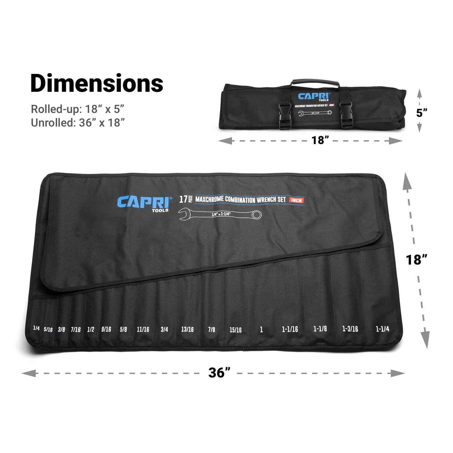 Capri Tools Wrench Roll Up Pouch, SAE, 17 Pockets, Black - Amazon.com