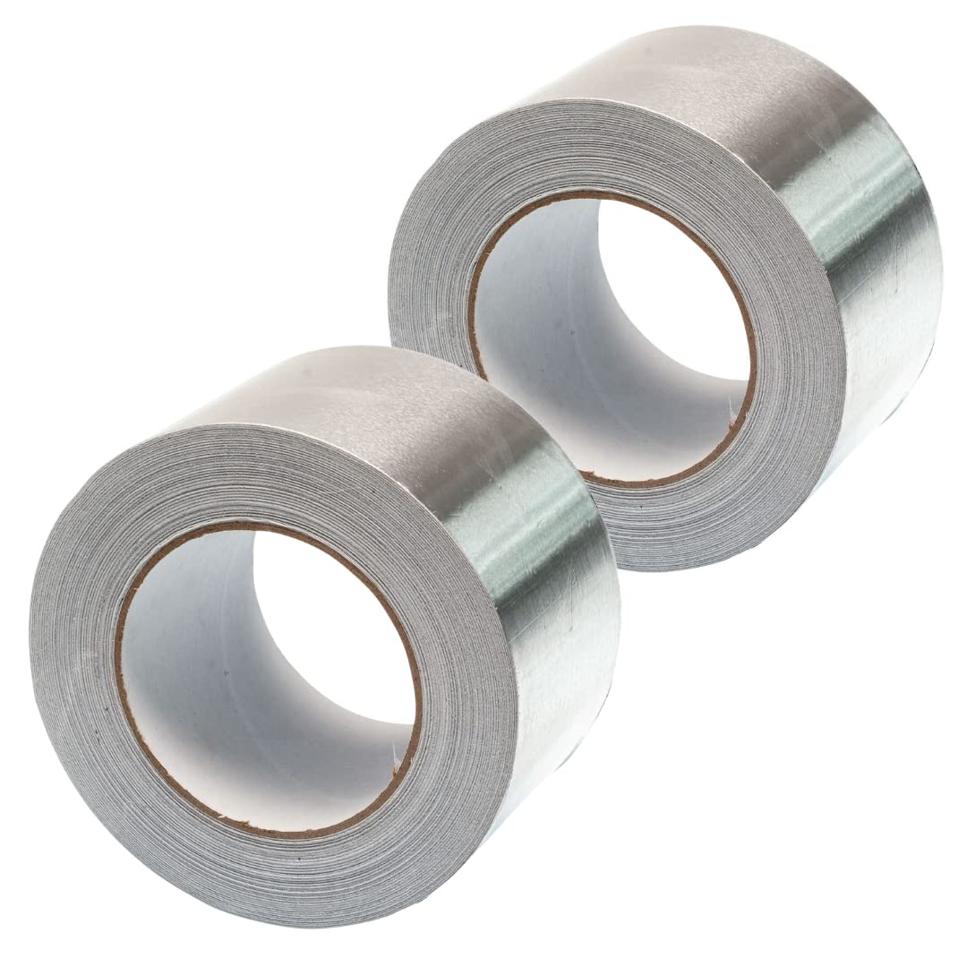 GOCABLETIES - Cinta adhesiva de aluminio ancha de 75 mm x 50 m - Autoadhesiva y resistente al agua y al calor - Ideal para sellar, reparar y aislar - 2 rollos