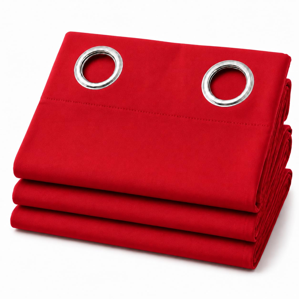 BOSKI LONDON Blackout Eyelet Curtains 2 Panel Thermal Insulated Ring Top Curtains for Bedroom, Living Room Room Darkening Window Curtains (RED, 66" width x 54" drop (2 Panel))