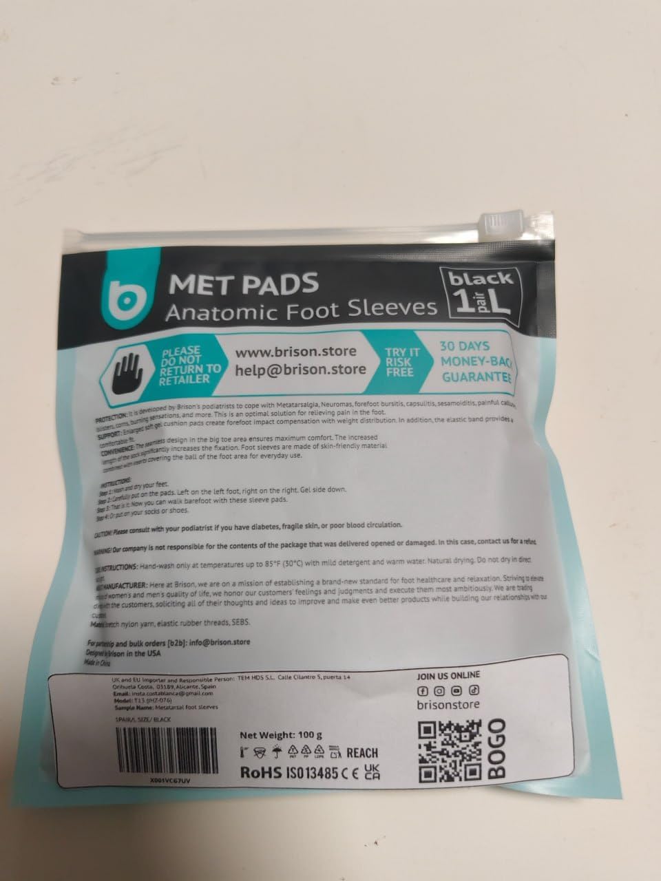 Brison Podiatrist-Designed Metatarsal Pads for Pain Relief Women Men - Ball of Foot Cushions Gel Sleeves Metatarsalgia Morton’s Neuroma - 2 Pairs (Black, Large) - Image 2
