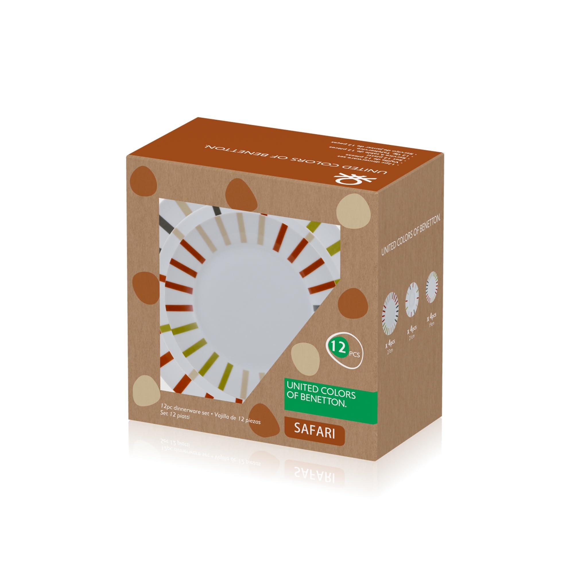 UNITED COLORS OF BENETTON. SET 12PC VAJILLA PORCELANA SAFARI