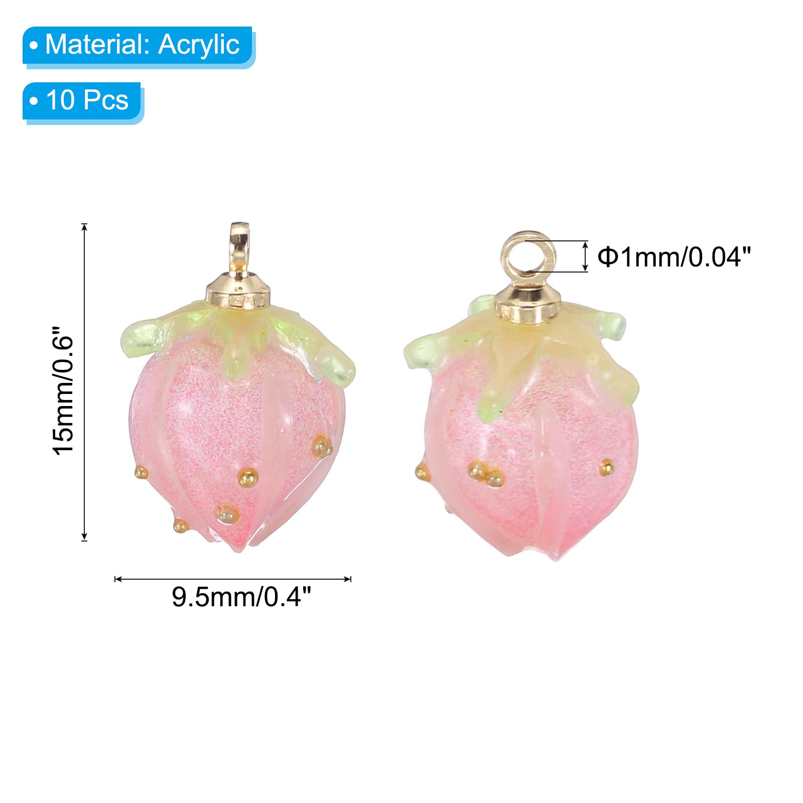 PATIKIL 0.6x0.4 Flower Beads, 10Pcs Acrylic Flower Buds Beads Mini Rose Charm for Bracelets Earrings, Necklaces - Image 2