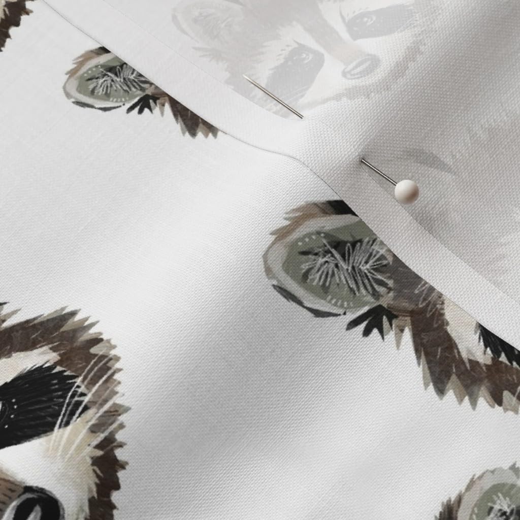 Spoonflower Fabric - Raccoons Scale Raccoon Woodland Forest Animal Neutral Black White Printed on Petal Signature Cotton Fabric by The Yard - Sewing Quilting Apparel Crafts Decor