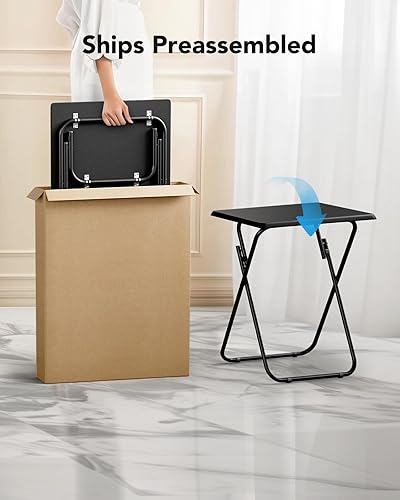 Miniatura 5 de HUANUO Mesa plegable para TV, mesa estable sin necesidad de montaje, bandeja de TV para comer, mesas plegables para aperitivos para cama y sofá