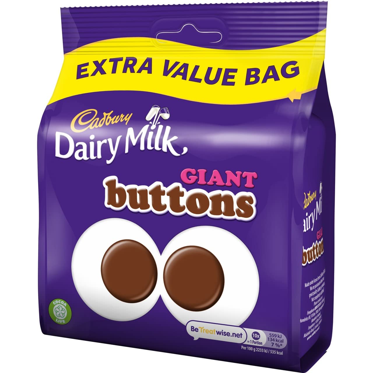 Cadbury Dairy Milk Giant Buttons Milk Chocolate Bag, 330 g, (Pack of 1