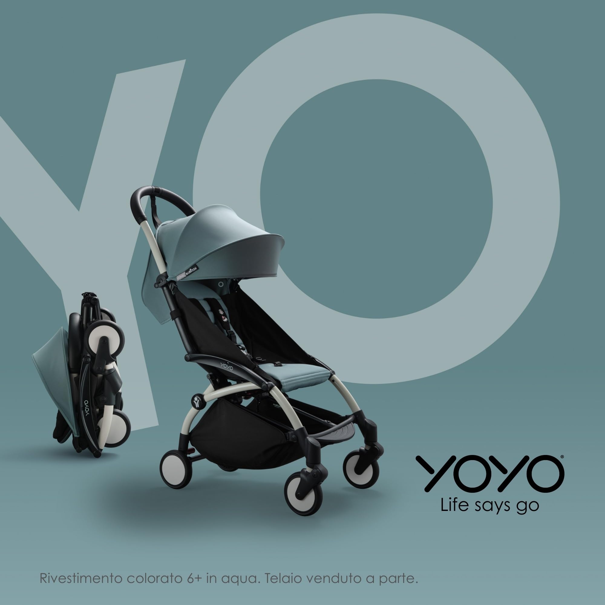 Rivestimento colorato 6+ BABYZEN YOYO, Air France Blue - Solo tessuti: Cuscino, Cappottina abbinata e tasca posteriore con cerniera - Richiede il telaio YOYO2 (Venduto a parte)
