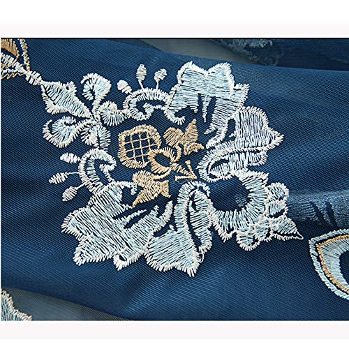 Luxe rideaux transparents brodés bleu oeillets de haute qualité