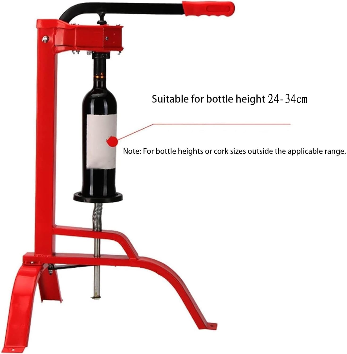 Bench Beer Bottle Capper, Manual Wine Bottle Corker Capper with Non-Slip Base and Spring, Adjustable Height, Applicable Cork with Diameter 24MM and Length Within 45M