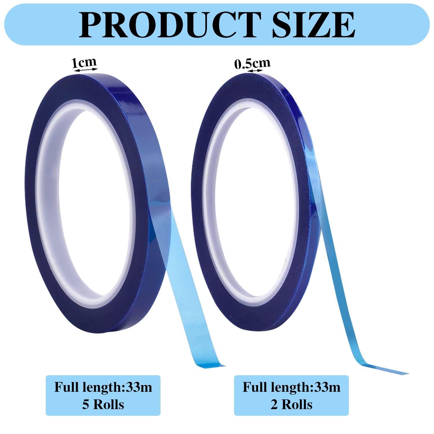 7 Rollos De Cinta Azul, Silicona Resistente A Altas Temperaturas, Cinta Térmica De Impresión 3D, Procesamiento Electrónico De Productos, Adecuada Para Ciencia Industrial Y Empaque De Productos.