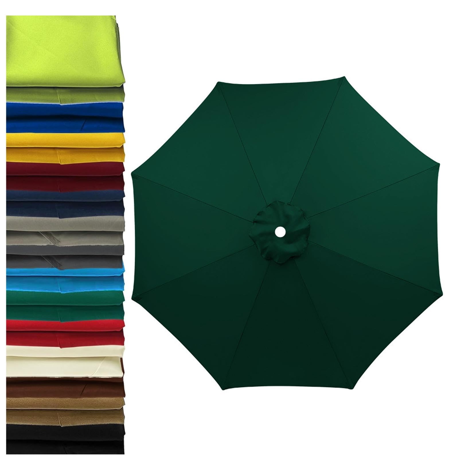 2m-3.5m Replacement Parasol Canopy 6 Ribs/8 Ribs Parasol Replacement Canopy, UPF 50+ Garden Parasol Replacement Canopy, Garden Umbrella Replacement Cover (Dark green,6ribs:3.0m/9.8ft) — image 1
