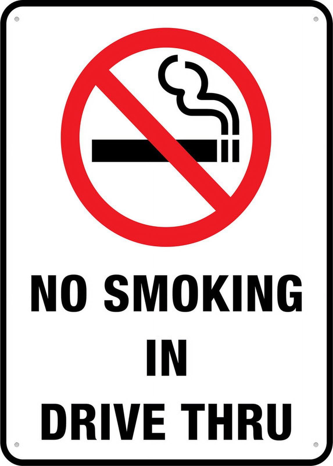 peiyeety No Smoking In Drive Thru Sign For Business - 8"x12" Rust Free Aluminum UV Printed, 4 Pre-Drilled Holes, Durable Weatherproof