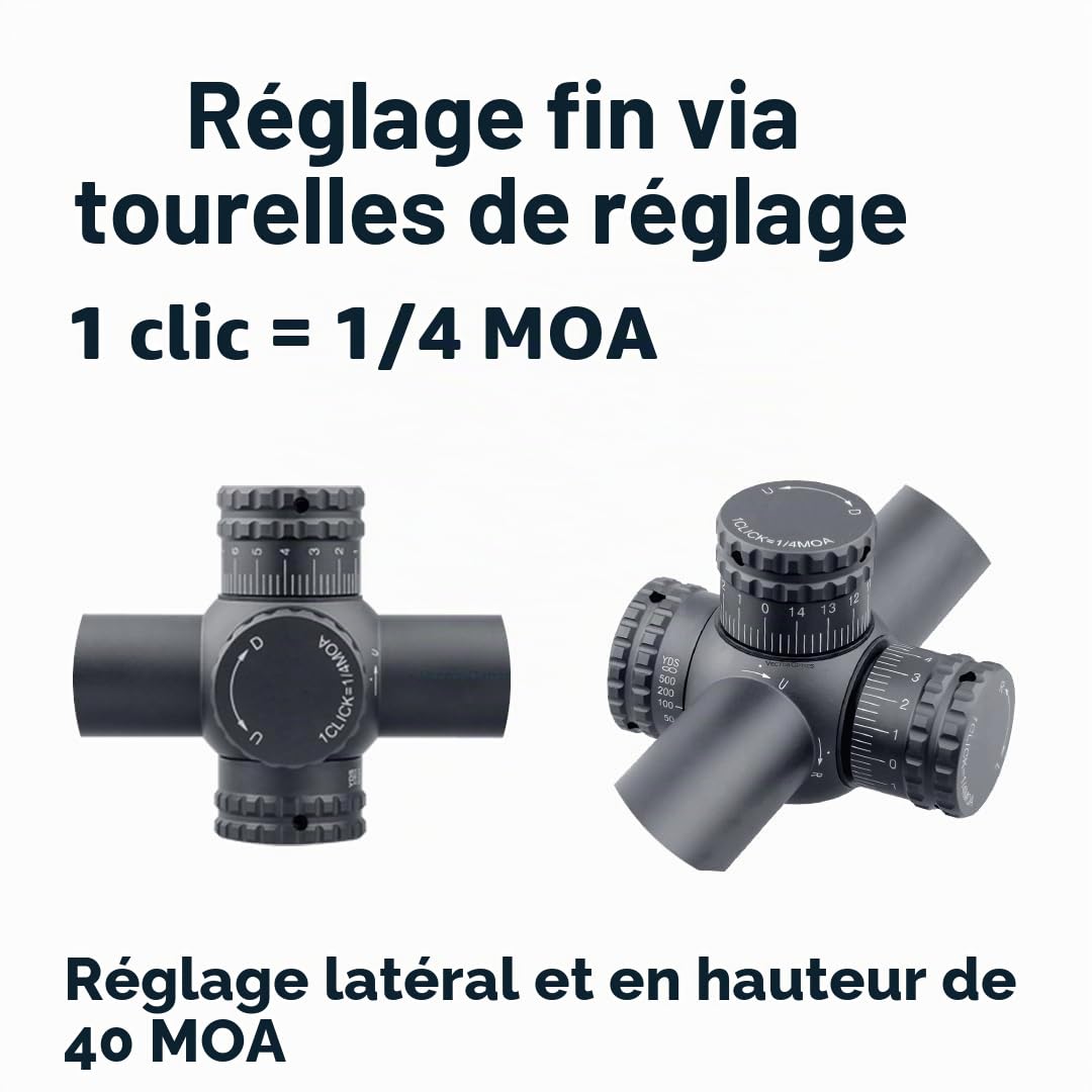 Vector Optics SCOL-32 Hugo 6-24x50 GT SFP Lunette de visée pour le sport, l'airsoft et la chasse, fusil à air comprimé, visière cible, lunette de visée de fusil, Rifle Scope, nombreux accessoires
