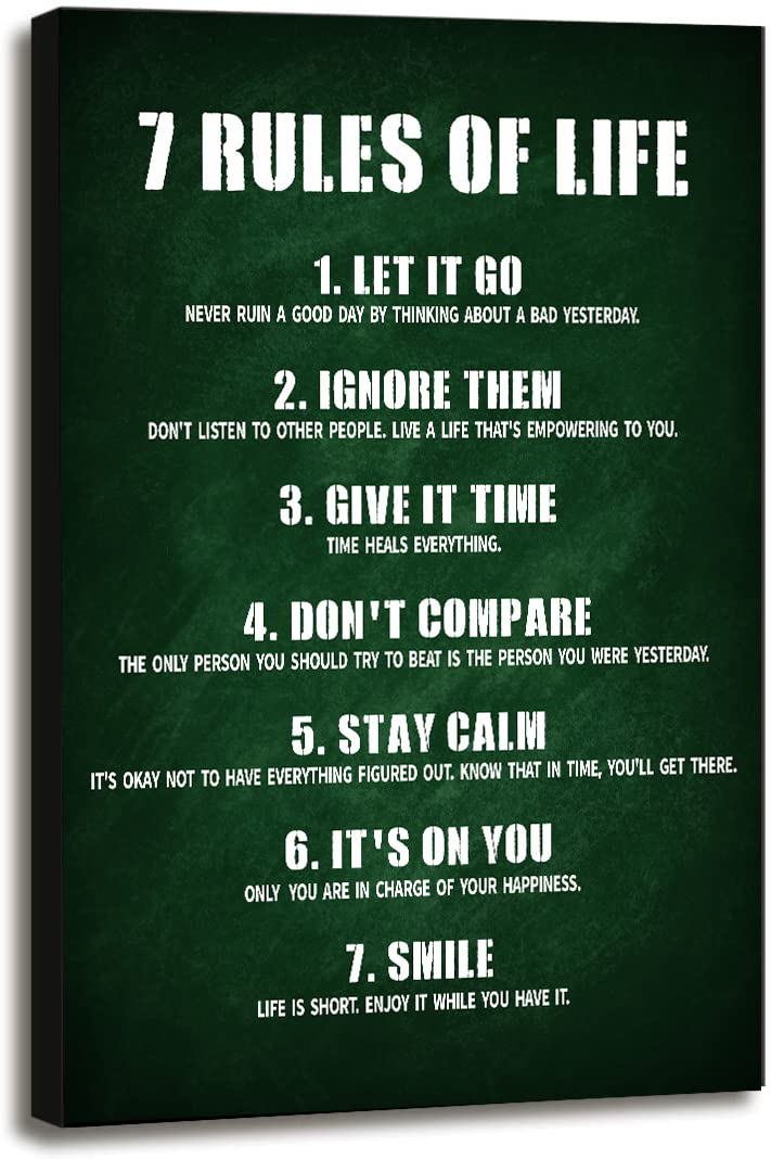 liflikwall Inspirational Quotes Wall Art Decor 7 Rules for Life