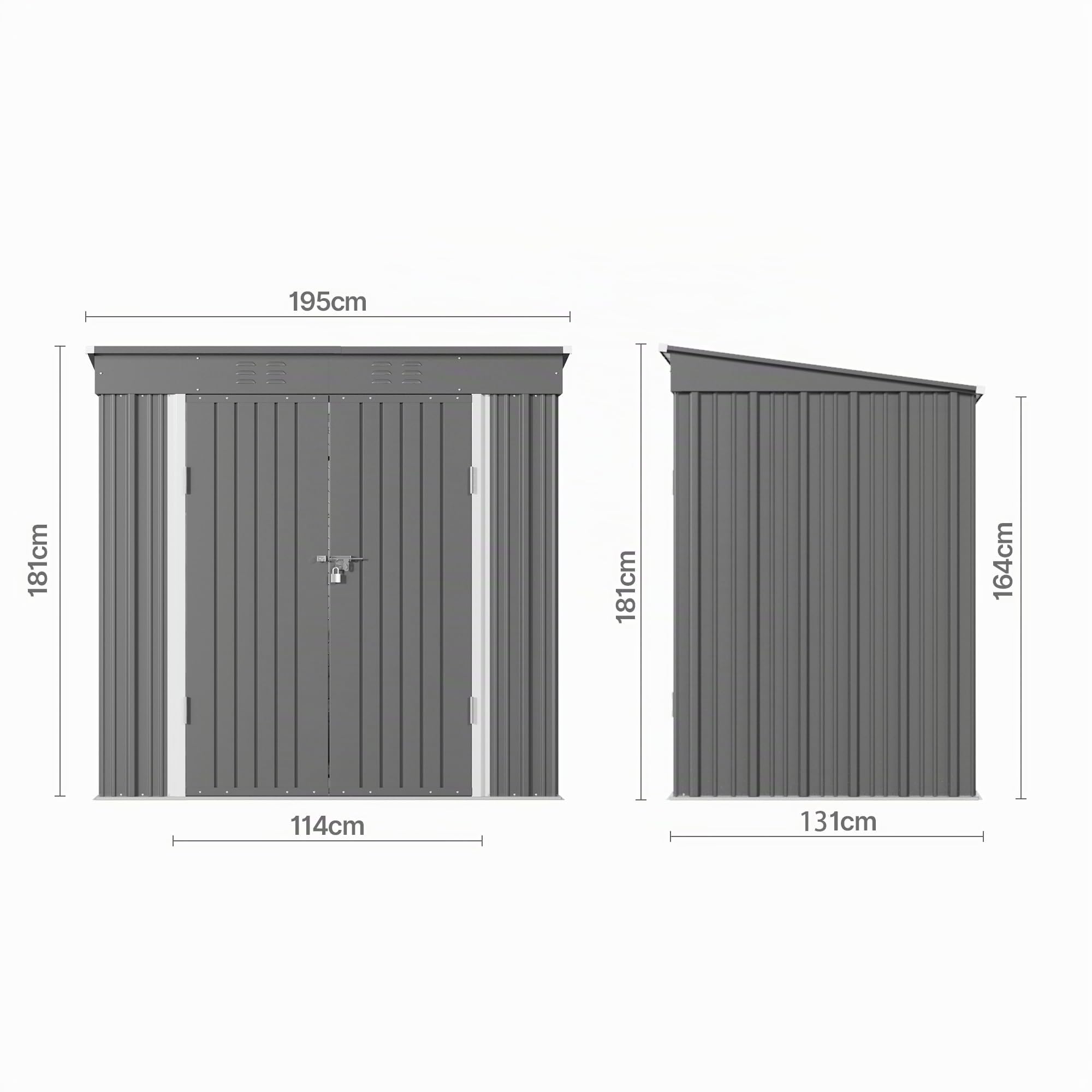 Capanno da Giardino in Acciaio Zincato 195x131x181 cm Marrone (Grigio)