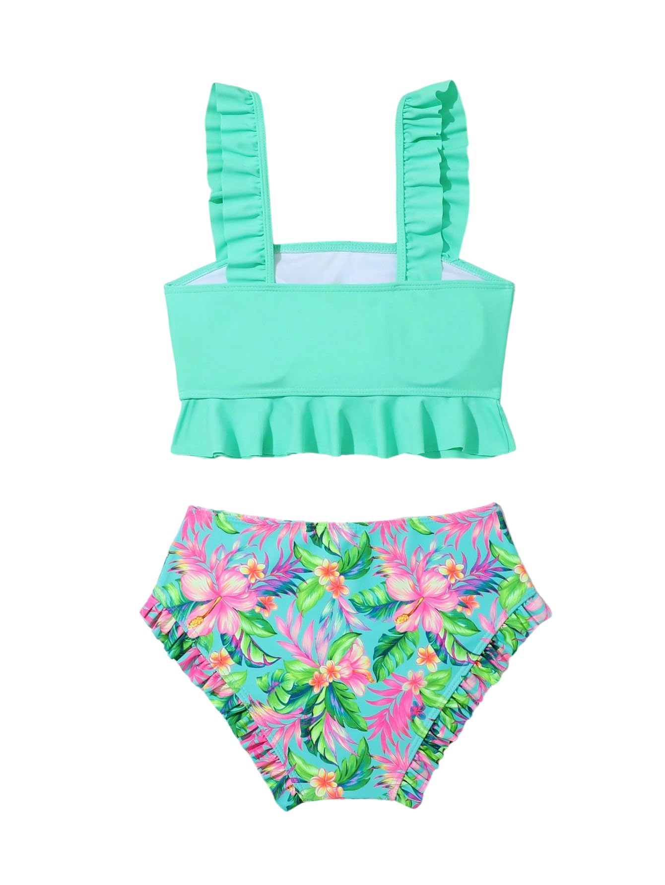 SweatyRocks Conjunto de bikini para niña de 2 piezas, traje de baño tropical, traje de baño, traje de baño, ropa de playa, ropa de playa