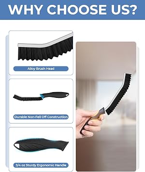 Cleangor Crevice Brush – Home Cleaning Essential (2,Black) | Accesses hard-to-reach narrow spaces, perfect for cleaning bathroom, kitchen, shower, window and toilet.