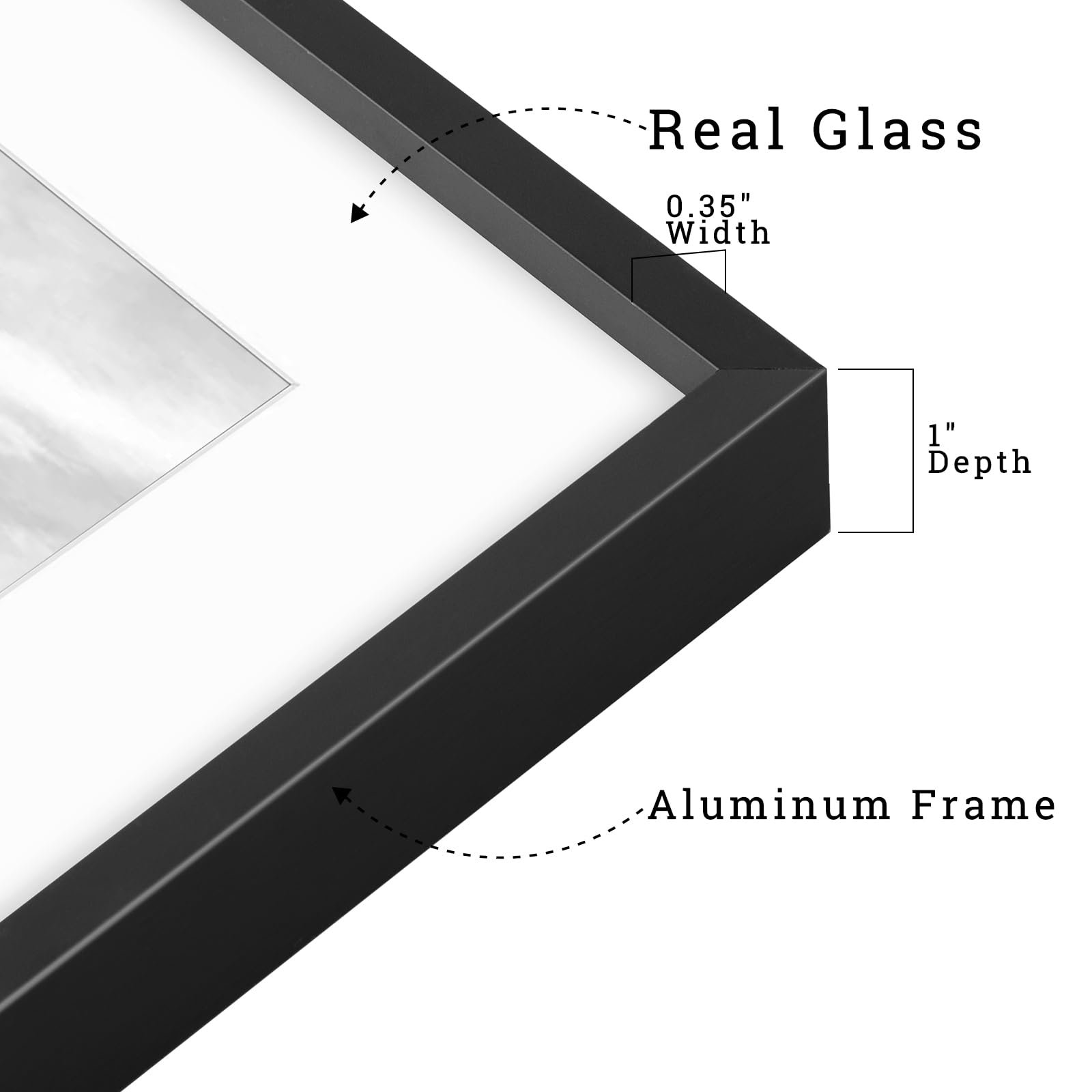 Frametory, 11x14 Picture Frame Display 8x10 or 11x14 Without Mat for Wall Mounting Aluminum Photo Frame (Black, Pack of 1) - Image 3