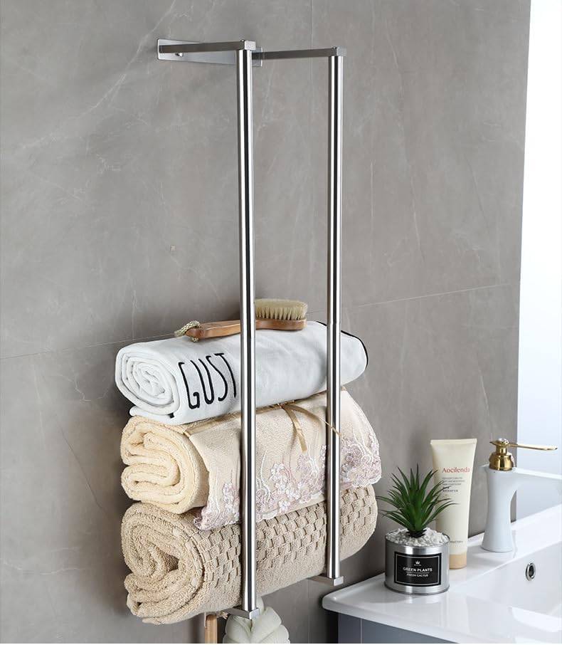 Stainless Steel Bathroom Wall Towel Rack For Rolled And Folded
